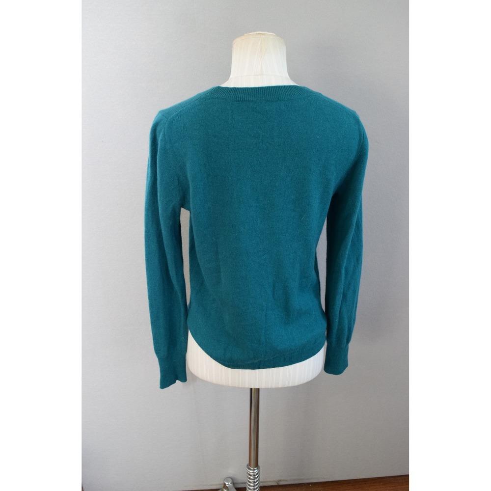 J Crew 100% Cashmere Sweater Small Teal Blue Crewneck Long Sleeve Womens Luxury - Picture 3 of 5